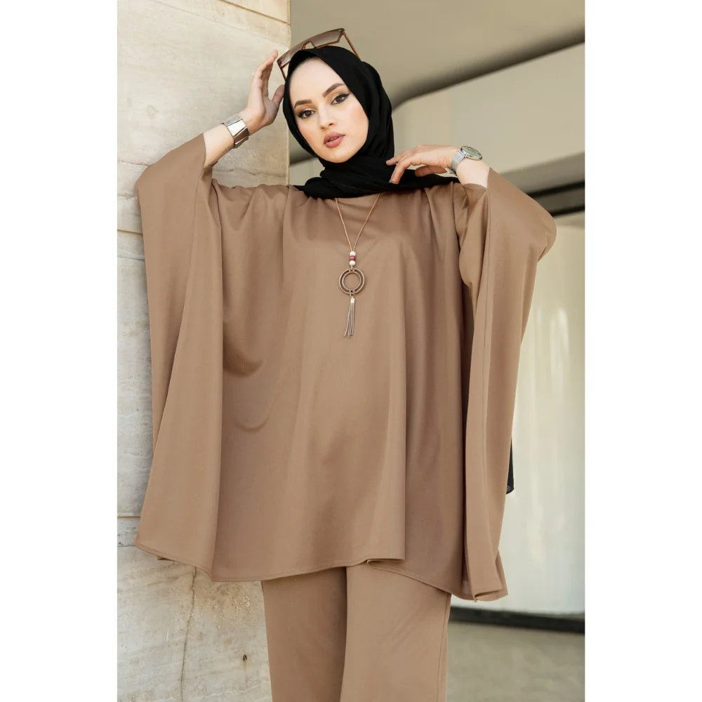 Bat Sleeve Double Suit abayas muslim sets modest clothing turkey dresses for women hijab dress muslim tops islamic clothing abay
