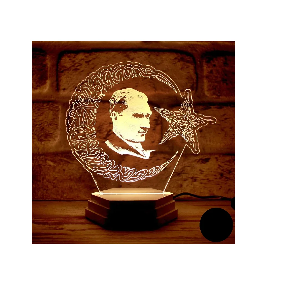 

Moon Star Atatürk Görselli 3D Lamp Turkey Istanbul Mustafa Kemal Ataturk Great Leader Turkish Nation Gift Desktop Lamp Light