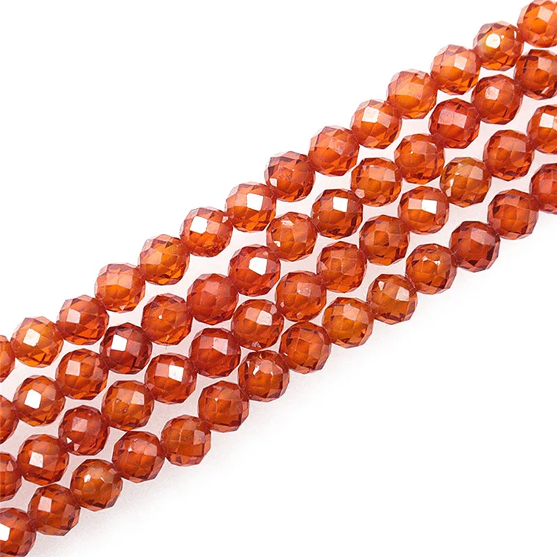 

Orange Garnet Beads Strand Faceted Round 3mm Natural Semiprecious Stone For Jewelry Making Design DIY Bracelet Necklace Earring