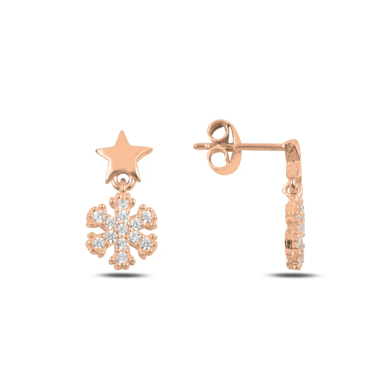 

Silver 925 Sterling Zircon Cubic Zirconia Dangle Snowflake Earrings