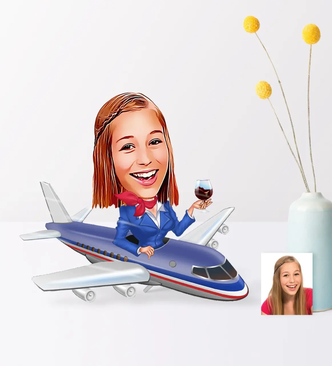 Personalized Stewardess Cartoon Wooden Trinket-1 | Дом и сад