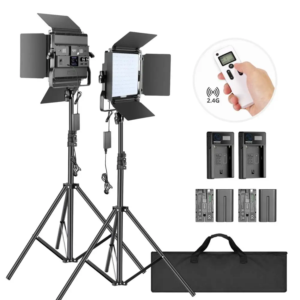 Neewer 2 Pack светодиодный светильник для видеосъемки с подставкой двухцветный 200 SMD CRI