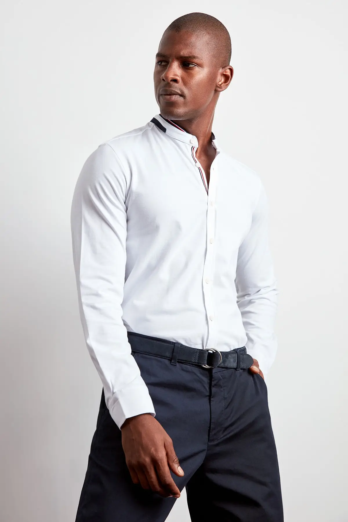 Trendyol Мужская рубашка с вырезом лодочкой и длинным рукавом Ekstraforlu Extra Slim Fit новая