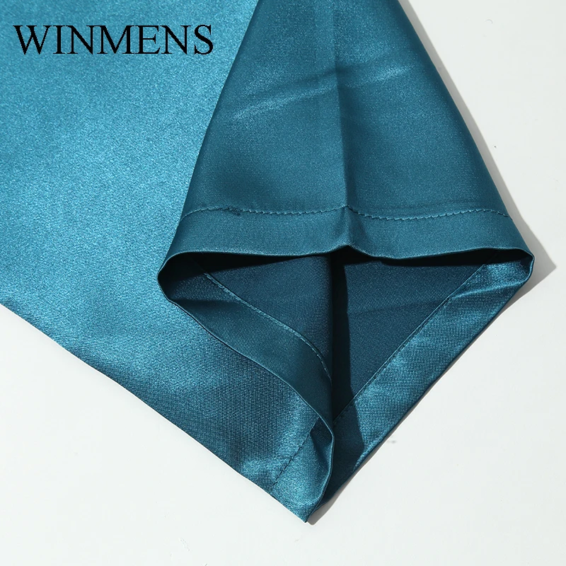 Men's Bathrobe Hooded Couple Robe Dresses Solid Ultra-thin Imitation Silk Sexy Medium Sleeves Loose Large Ribbon Pajamas