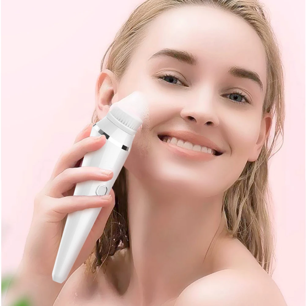

Electric Facial Cleansing Brush Silicone Face Cleaner Deep Pore Cleaning Skin Massager Brush Device High Frequency Massager