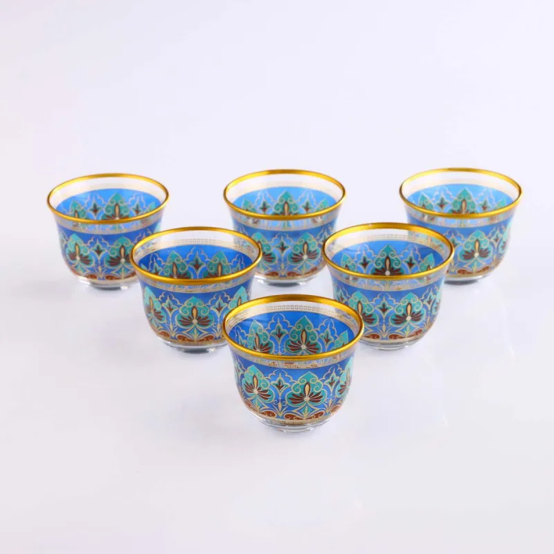 

Set of 6 Ethnic Design Mrra Set Espresso cup Arabic Turkish Greek Coffee Cups Mirra Glass Cups Coffee Set Mug Authentic Gift