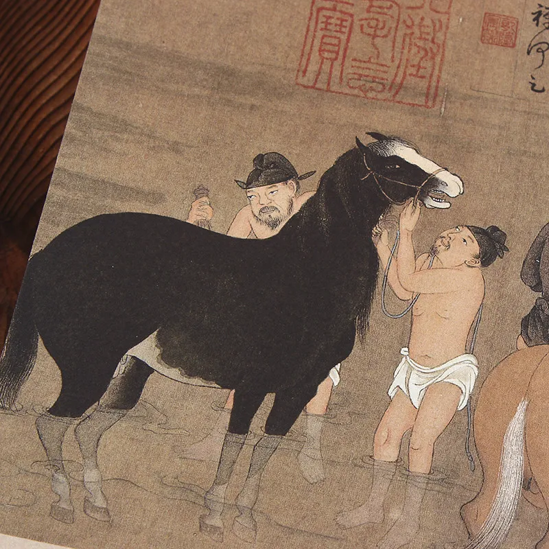Купальные лошади (Yuma tu) от Zhao Mengfu (династия юань) традиционная китайская живопись