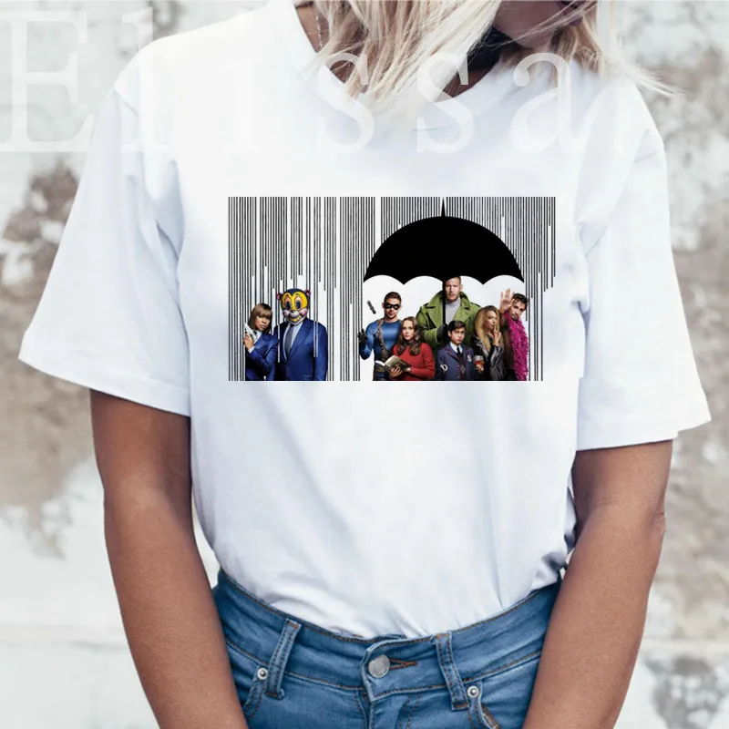 Женская футболка с принтом зонтика белая в Корейском стиле Харадзюку винтажные