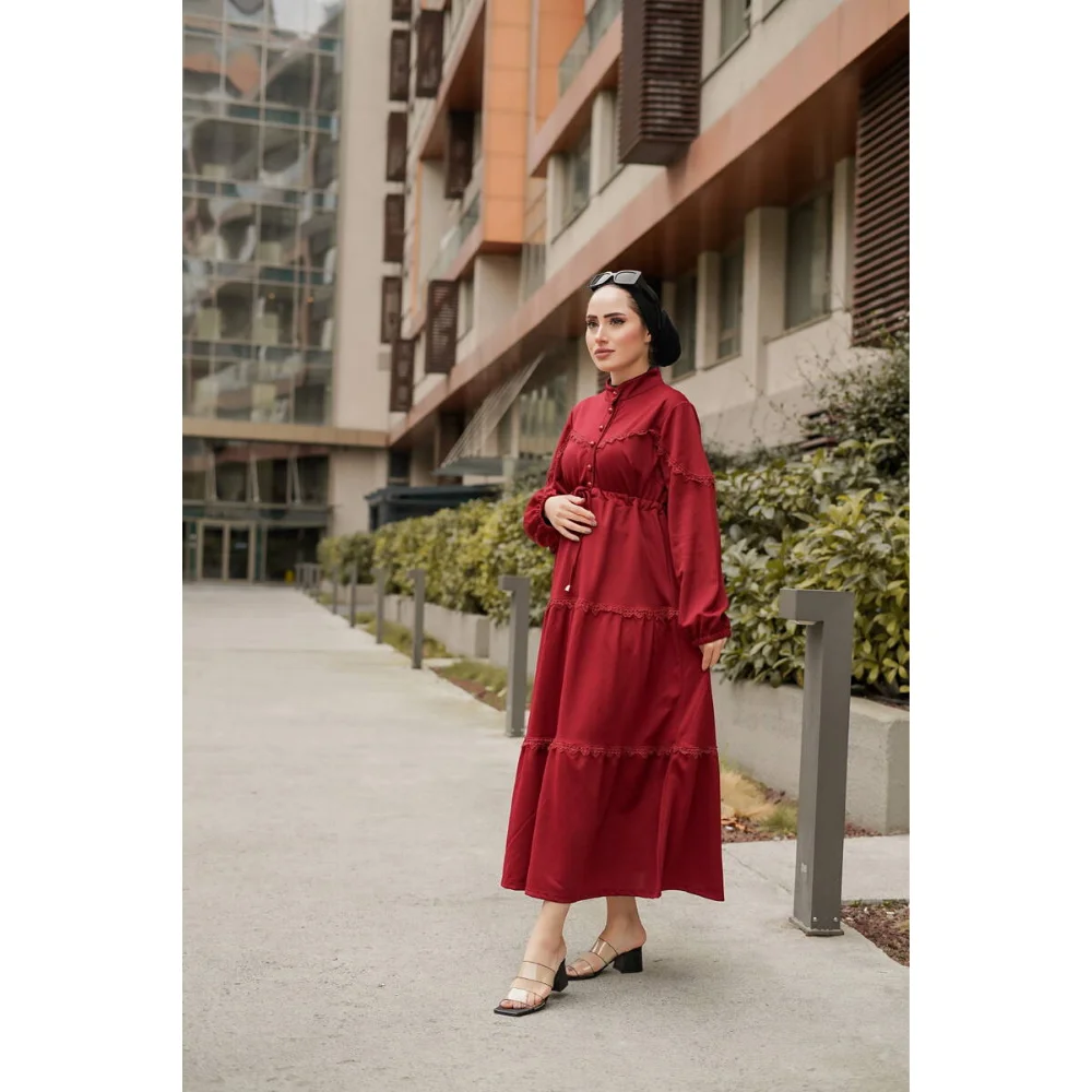 Guipure Detail BALLOON SLEEVE DRESS TREND FASHION FAST DELIVERY muslim dress women abaya kaftan modest dress abayas for women ab