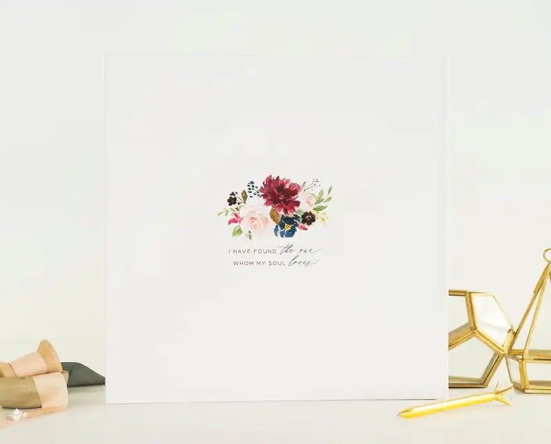 Авторская Свадебная Гостевая книга с цветочным рисунком бордового цвета в