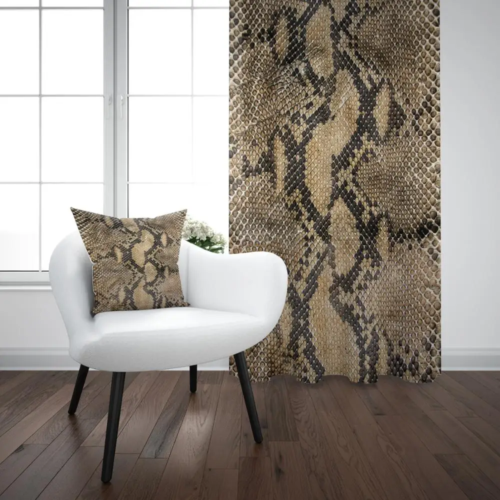 Еще чёрный коричневый желтый Змея шкуру животного дизайн 3D принт Гостиная Спальня окна Панель Шторы