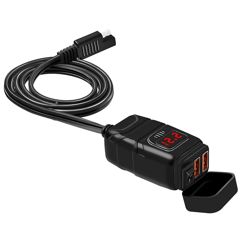 Motorcycle Quick Charger Waterproof QC3.0 Dual USB Adapter DC 12V ABS Power-off Switch Voltmeter Mobile Phone Tablet Fast Charge |