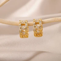 twist chain mini stud earring for women inoxydable hollow circle design female zircon earrings wedding party jewelry gift brinco