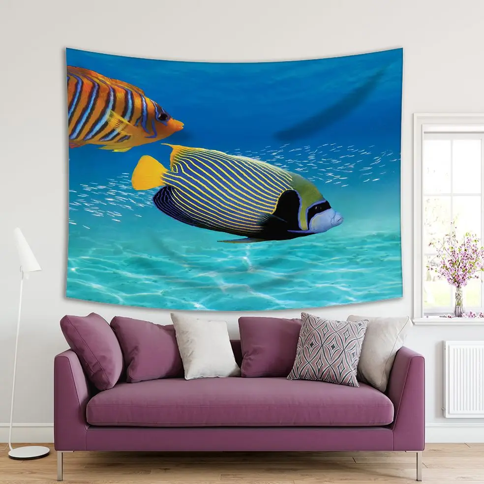 

Tapestry Coral Reef and Tropical Fish in the Red Sea Egypt Wild Underwater Yellow Blue