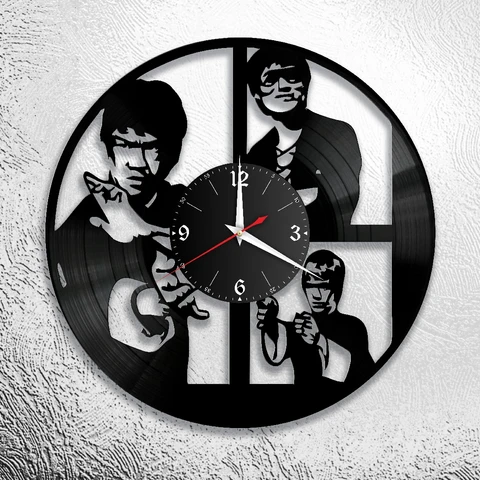 Часы с изображением Брюса Ли из виниловой пластинки