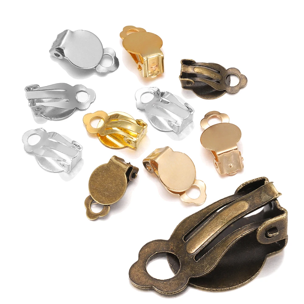 

30pcs/ Lot Gold Ear Clip Base Earrings Blank Setting Fit 10mm Glass Cabochons Earring Findings DIY Jewelry Making Components