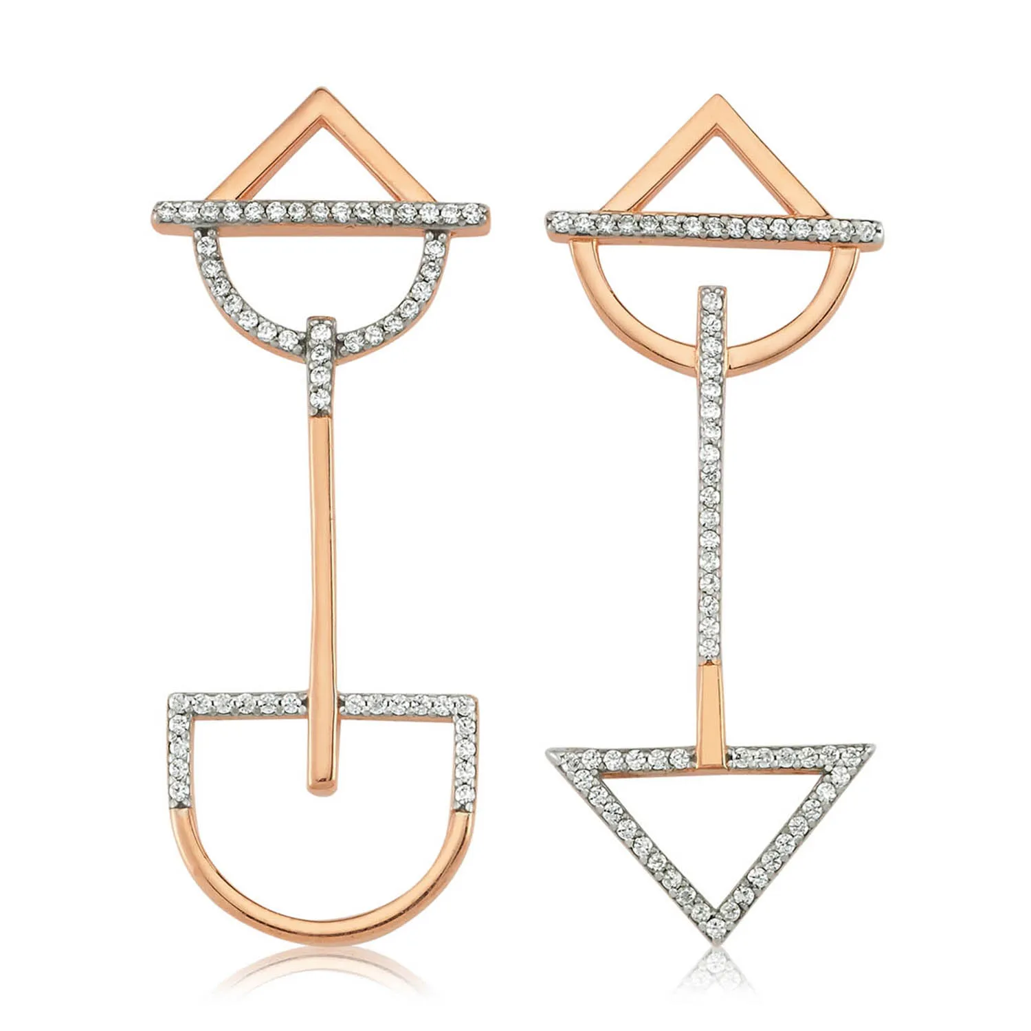 

Valori Jewels Asymmetric Love, Zirconia White Gemstone, Rose Gold Plated, Sterling Silver Earrings