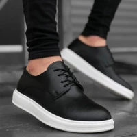ba0003 laced classic black white high sole casual men shoes special occasions wearable turkish made fashionable design cheap price