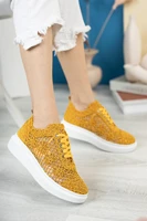 women mustard yellow color sneaker try0610h