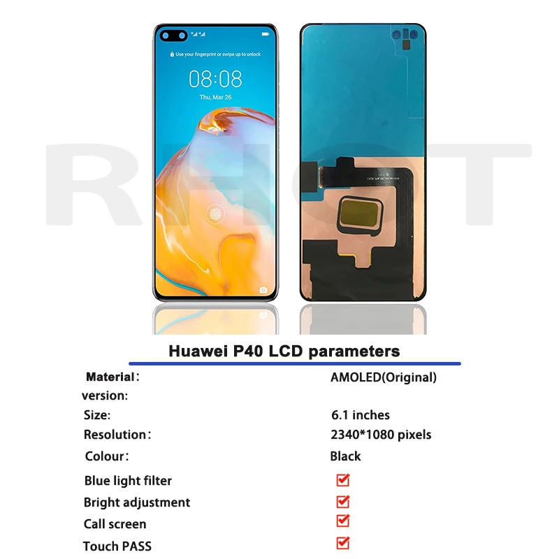Pantalla Original de 6,1 pulgadas para m&oacute;vil, montaje de digitalizador t&aacute;ctil LCD para HUAWEI P40, ANA-AN00, TN00, NX9, LX4-1