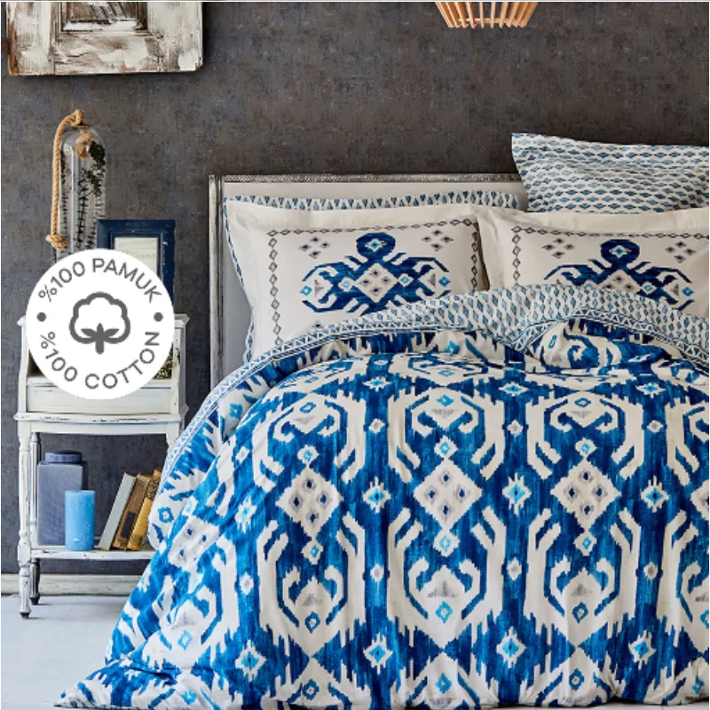 

Karaca Home Neos Blue 100 Cotton Double Personality Duvet cover set