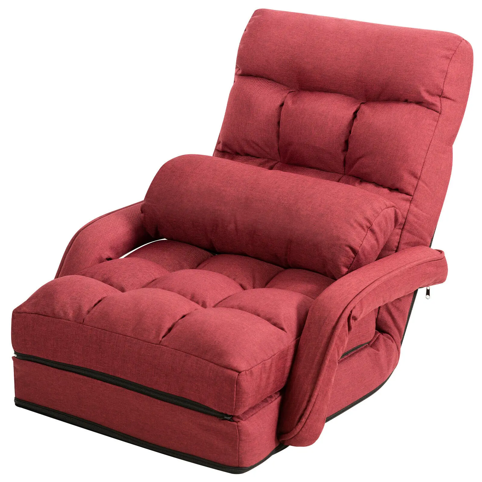 

Giantex Folding Floor Armchair w/ 6-position Adjustable Back & Lumbar Pillow HW56730