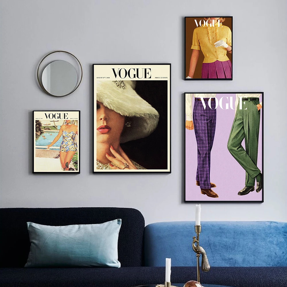 

Vogue Poster Spring Fall Edition Clothing Print Retro Fashion Men Women Canvas Art Painting Wall Pictures Modern Bedroom Decor