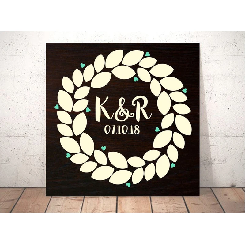 Венок красное сердце 3D деревянная Гостевая книга для свадьбы альтернатива