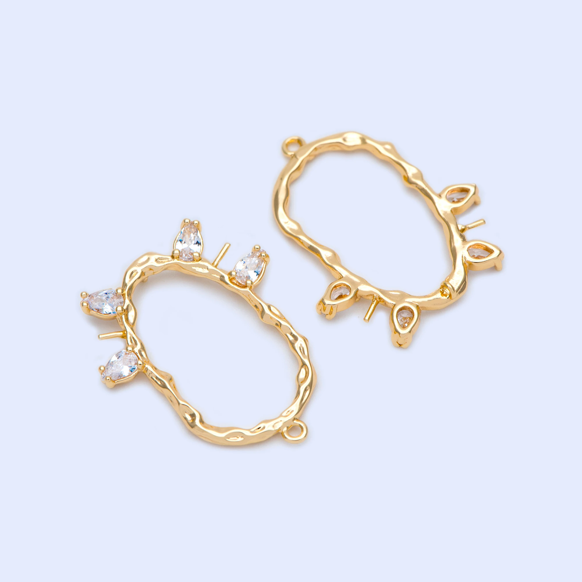 4 шт. позолоченные латунные овальные соединители с фианитами 31x26 мм не содержит