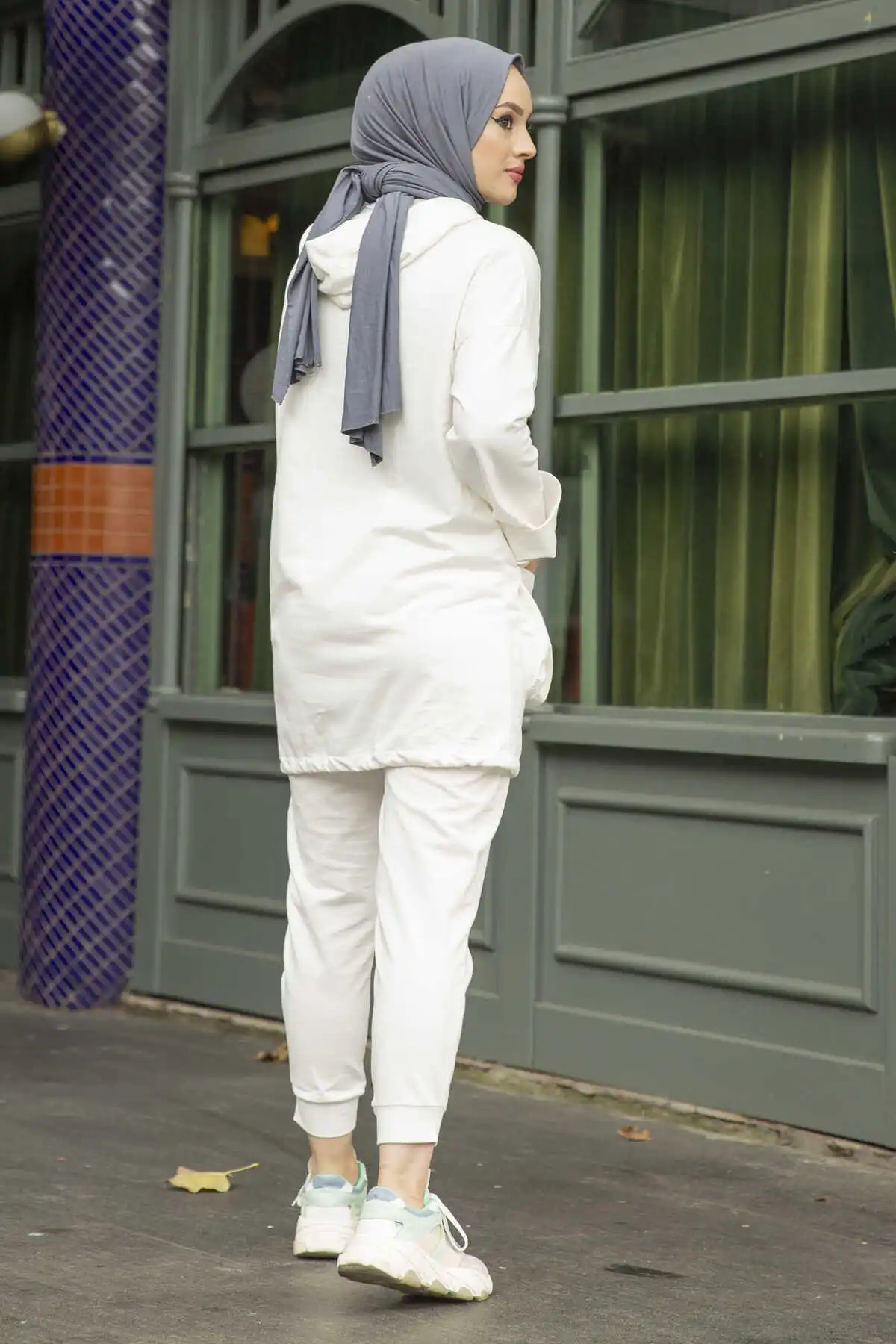 Hijab двойной костюм с капюшоном Турция Дубай мусульманская абайя Solit туника платья