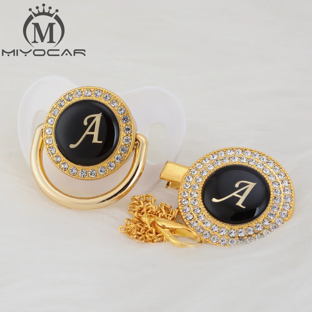 MIYOCAR золото серебро имя инициалы письмо красивый bling соска и соска клип BPA бесплатно пустышка bling уникальный дизайн LA