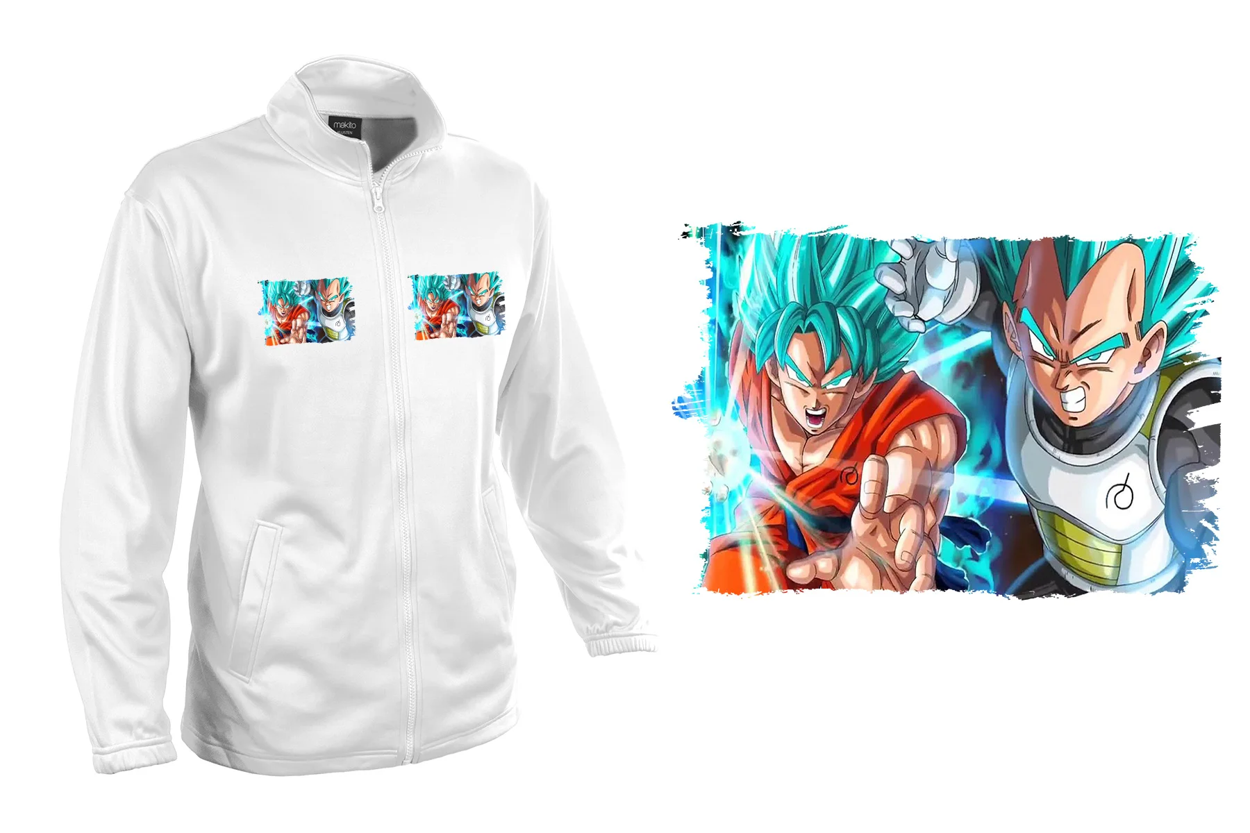 MERCHANDMANIA TECNICA куртка 2 рисунка GOKU VEGETA SSJ GOD BLUE man унисекс для мальчиков полиэстер tecnica