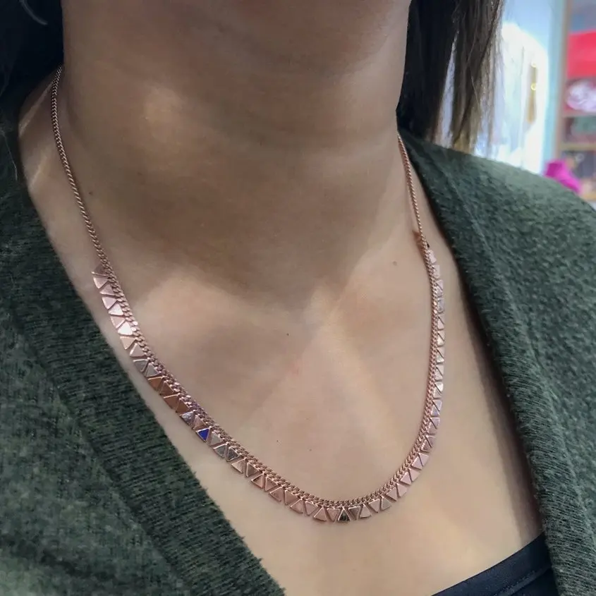 

Triangle Sequin Dangle Top Quality Production Trend Silver Necklace