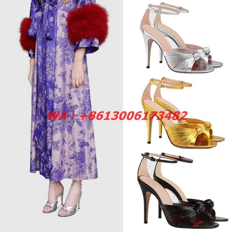 

elegant woman design open toe bright leather bow high heel buckle sandal woman high heel light leather open toe sandal plus size