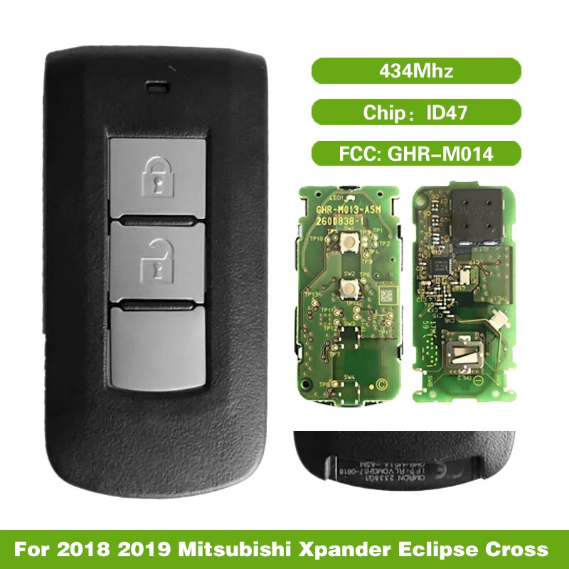 Llave remota inteligente CN011018 para Mitsubishi Xpander Eclipse Cross, 2018 MHz, ID47Chip FCC ID :GHR-M014, 2019, 434
