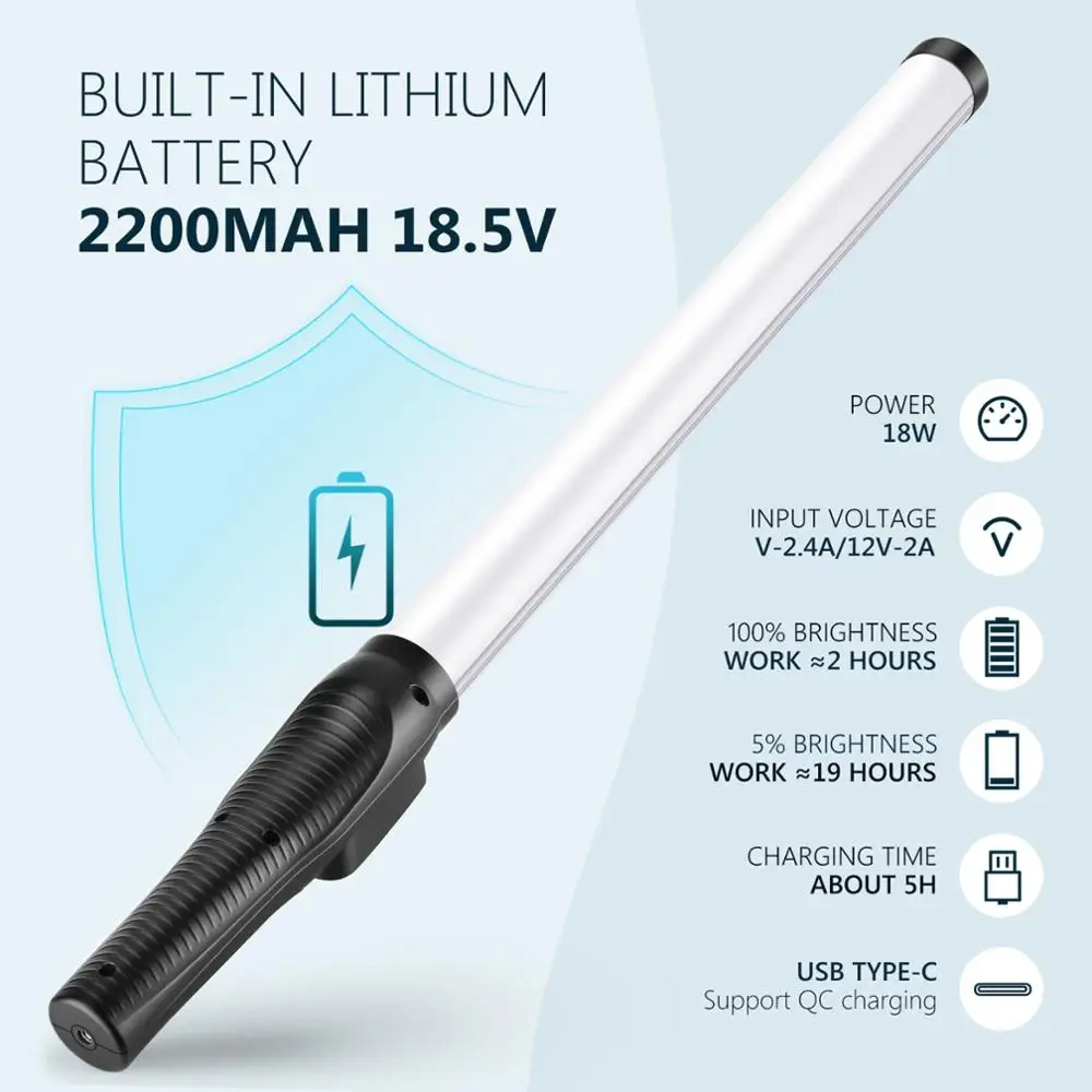 

Neewer 18W Handheld RGB LED Video Light Stick for Photography Video Lighting, TFT Screen, Built-in 2200mAH Rechargeable Battery