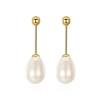anna queen 925 sterling freshwater pearl earrings fashion simple teardrop dangle drop earrings for women pew0059