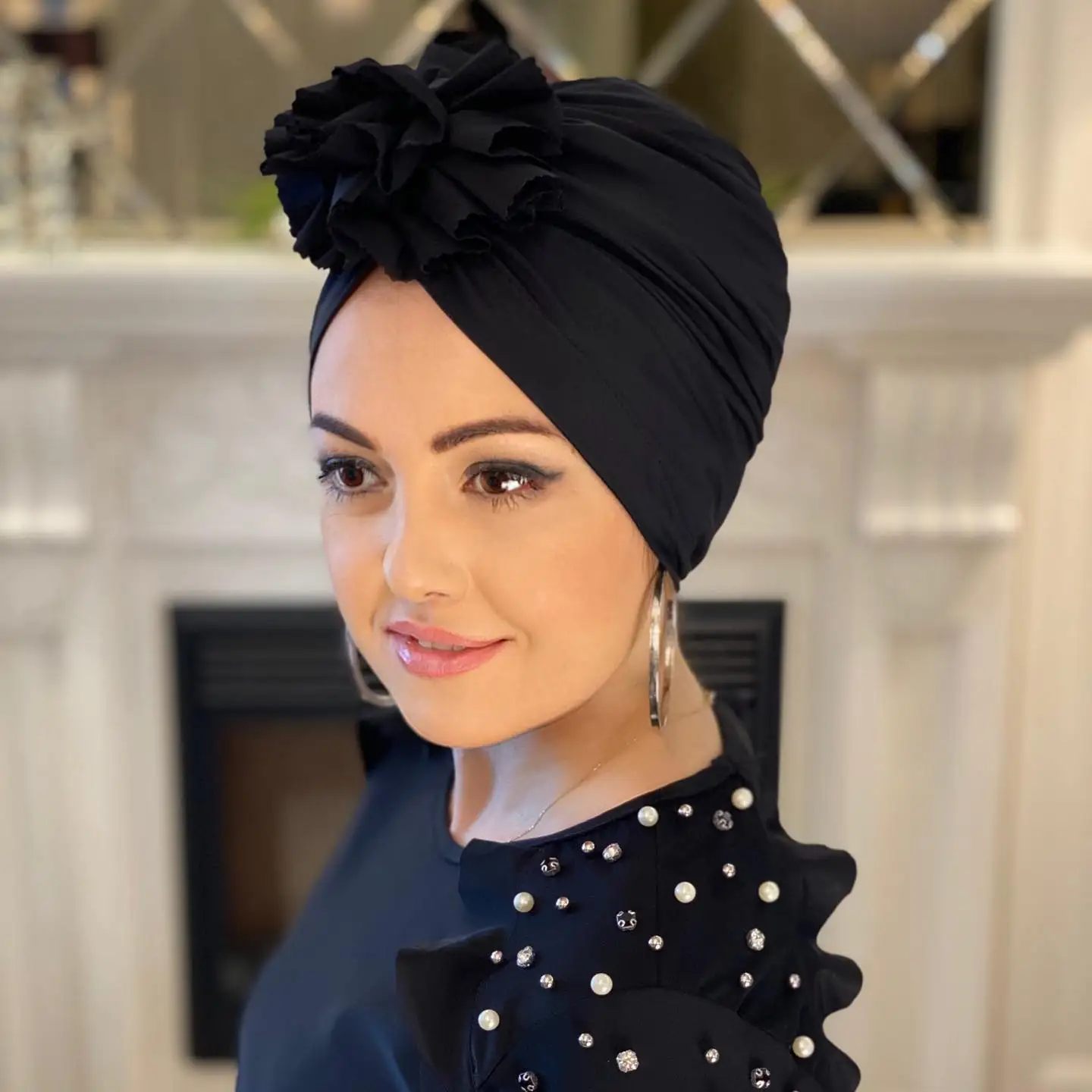 

2021 trendy turban caps for women tesettür muslim hijab scarf india african head wraps turbante mujer headscarf bonne