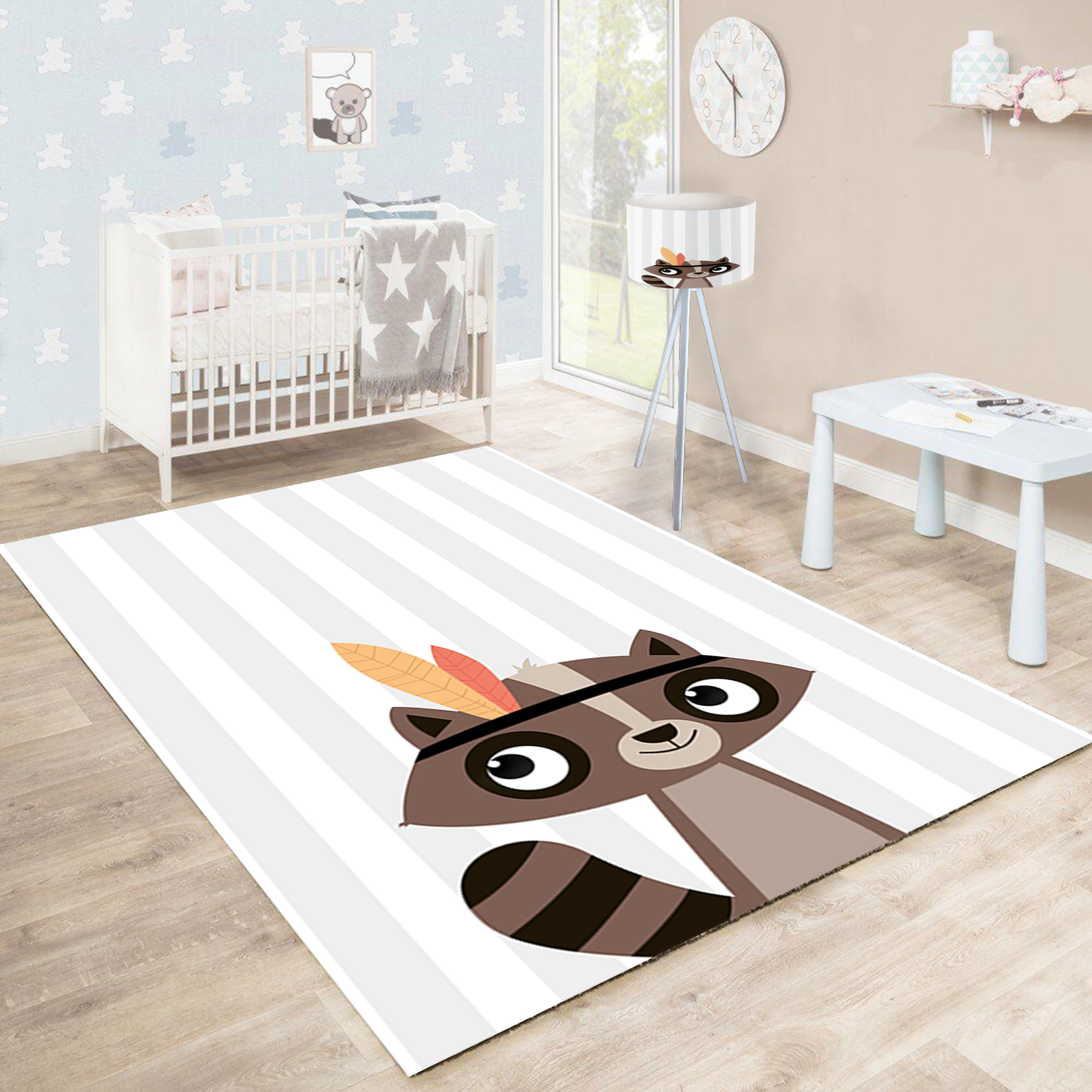 

Bicycle Flower Nostalgia Birds pattern Kids Room Rug Play Mats Rug Crawling Mat
