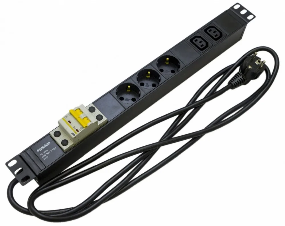Блок розеток для 19" SHE19-3SH-2IEC-B-2.5U Hyperline кабель питания 2 5 м авт. выключателем -