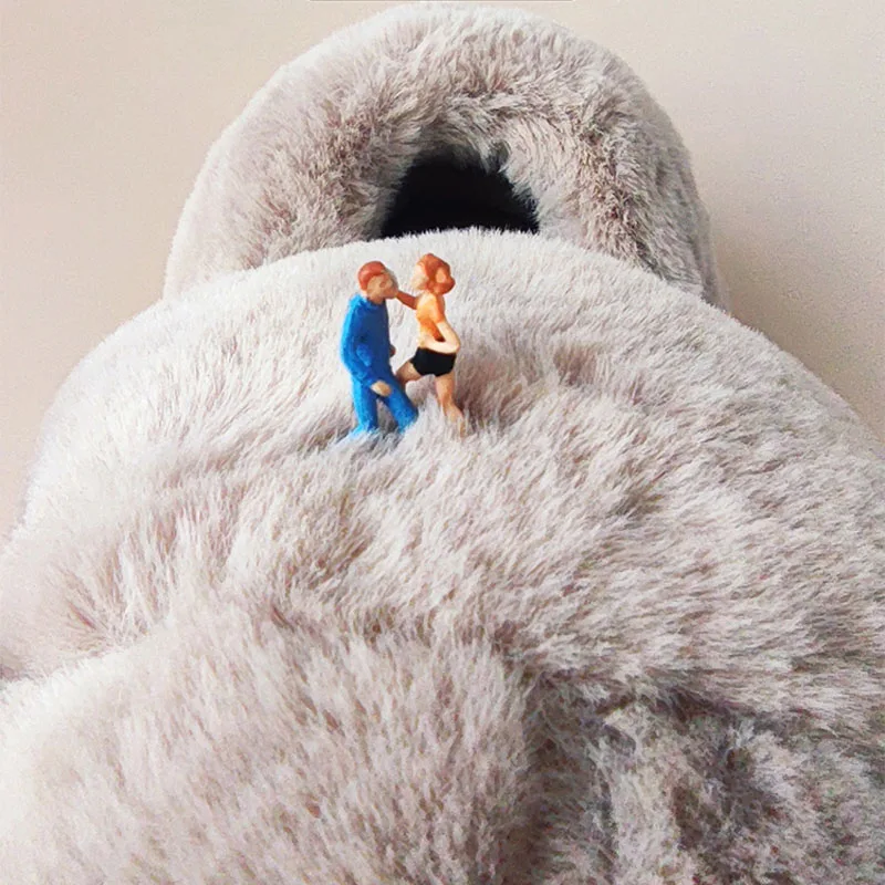 Теплые плюшевые Нескользящие женские тапочки зимние сланцы с симпатичным