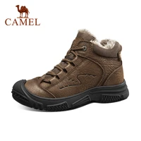 camel 2021 winter new plus velvet warm genuine leather men ankle boots high top non slip shoes men trend retro tooling shoes