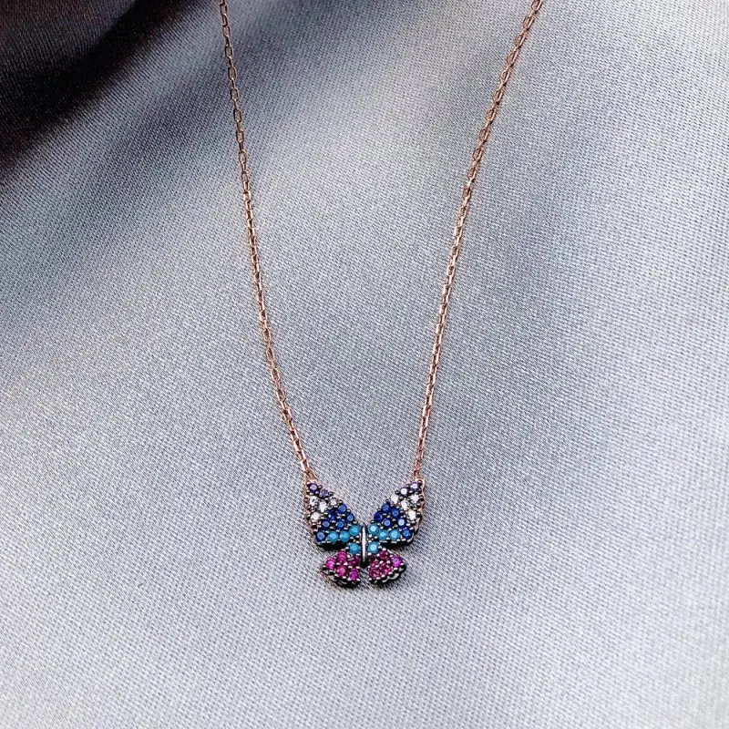 

Heart Butterfly 925 Sterling Silver Necklace Women Girls Gift Jewelry Accessories Fashion Handmade Elegant Chain