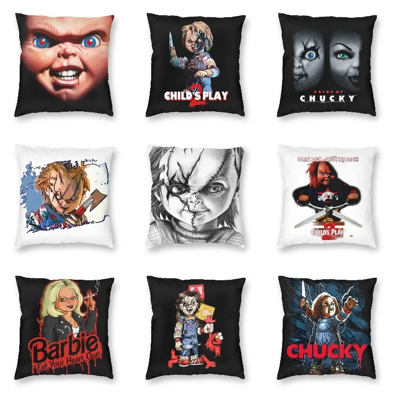 

Nordic Horror Killer Chucky Pillow Case Decor Home Child's Play Movie Modern Cushion Cover Velvet Pillowcase Sofa Cover Cushion