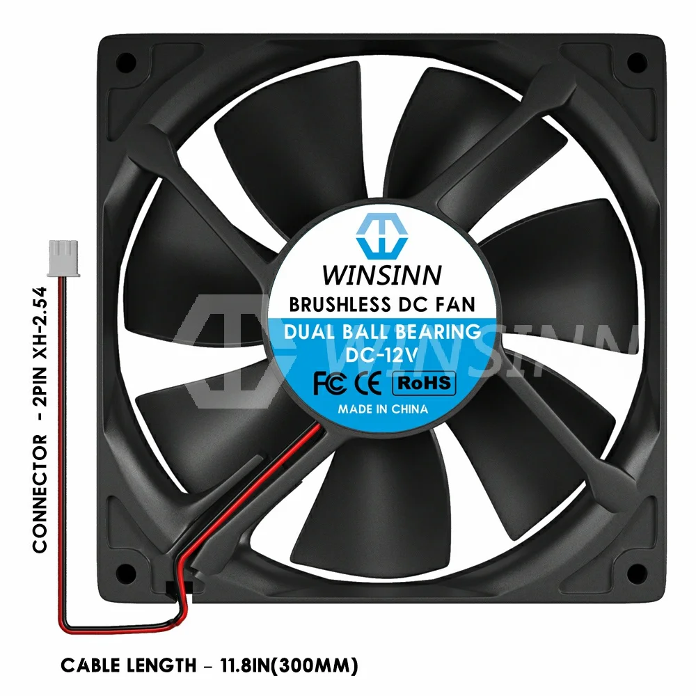 WINSINN 120mm Fan DC 5V 12V 24V 12025 Sleeve / Dual Ball Bearing Brushless Cooling 120x25mm 2PIN |