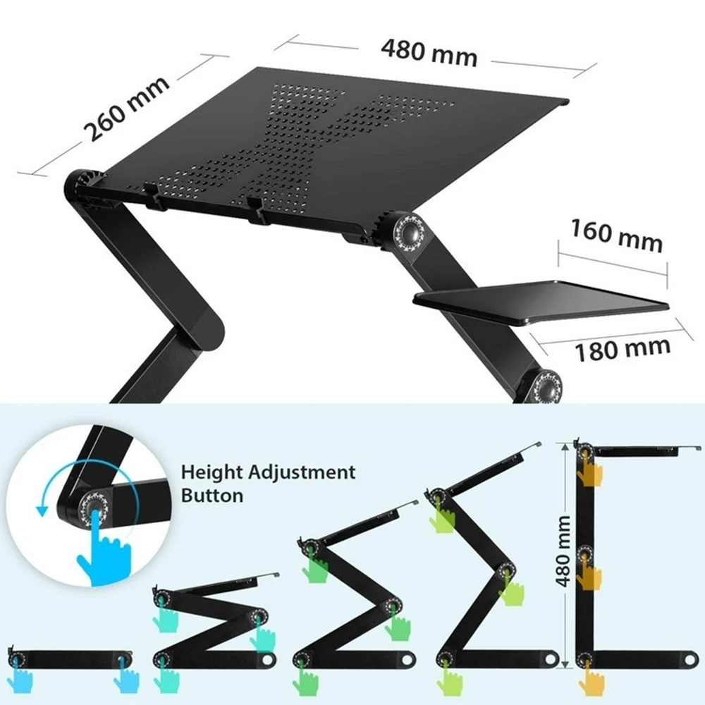 

Foldable Laptop Tablet Stand PC Desk For MacBook Air Pro Dell Samsung HuaWei With Mouse Pad Cooling Fan Bracket Heat Sink