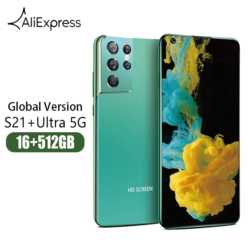 

Global Version S21 Ultra Mobile Phones 12GB+512GB 7.3“ Smartphones Celula Dual SIM Telephone 6800mAh Cellphones 16+32MP Phones