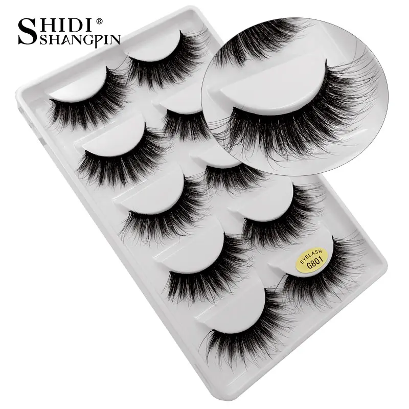

Natural Eyelashes 5 Pairs Mink Lashes Fluffy 3D False Eyelashes Makeup Free 3D Mink Lashes Bulk Wholesale Beauty Makeup Tool