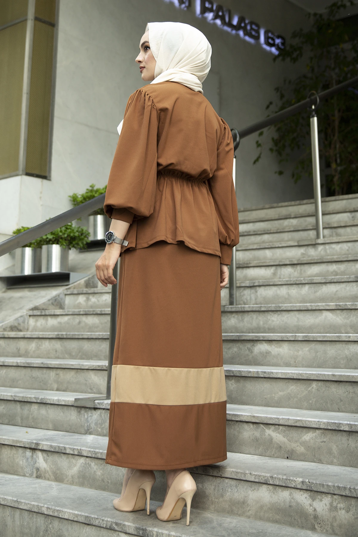 

Waist Pleated Skirt Suit Islamic Suit Muslim Dress Abaya Woman Fashion
