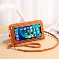 mini crossbody women shoulder bag luxury touch screen phone pocket pu leather wallets card purse ladies small messenger bags